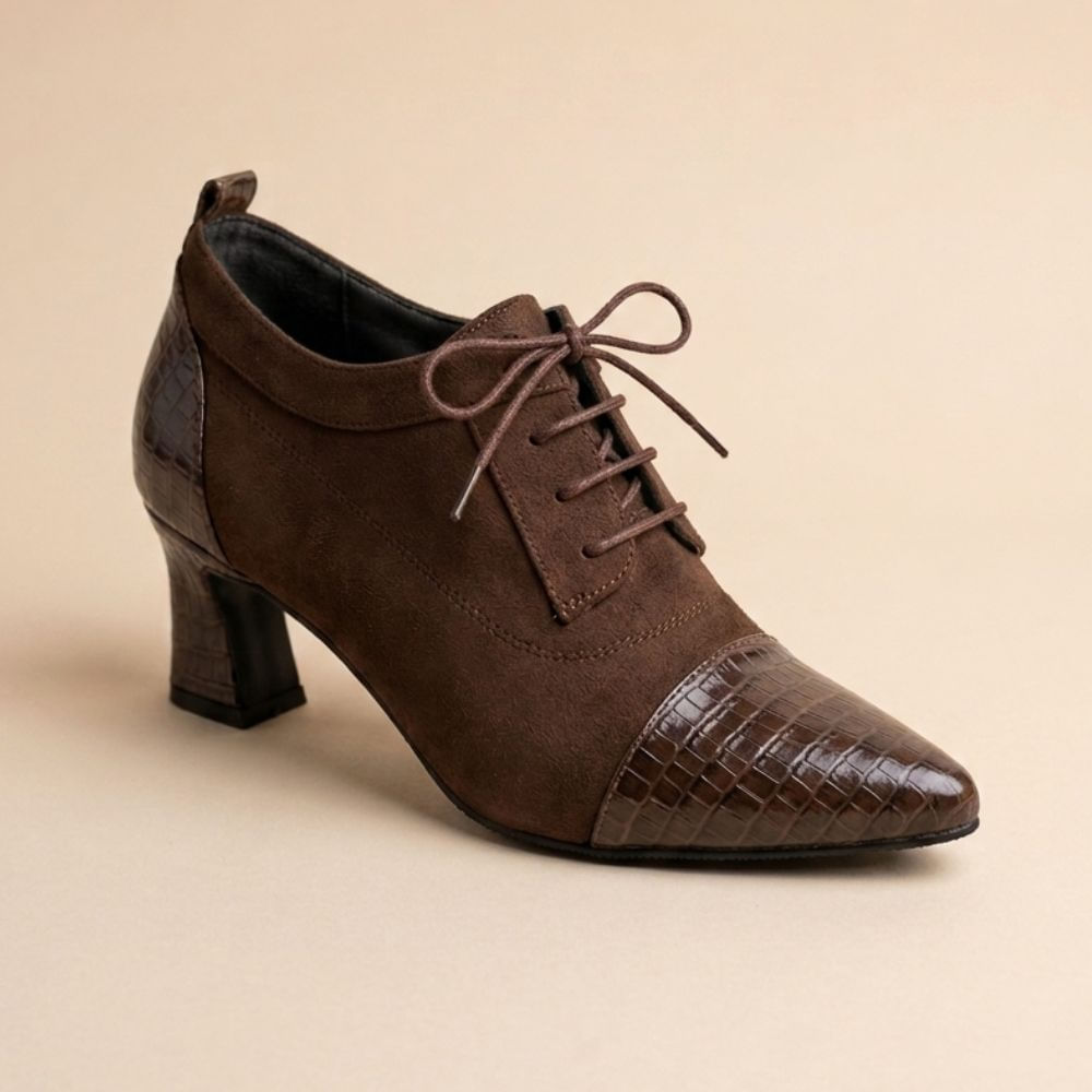 Antonella marron labrado botin oxford con pasador taco bajo Zapato de Vestir Antonella Marron Talla 37