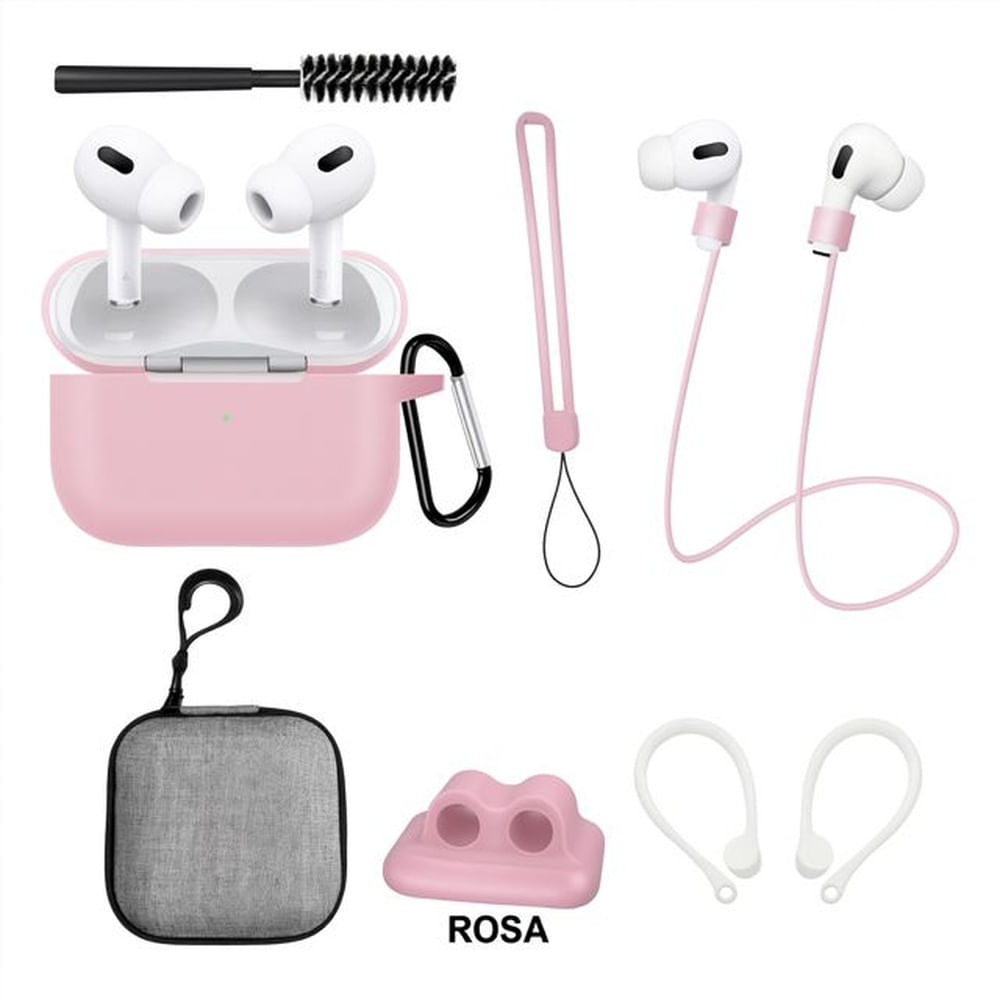 Kit 8 en 1 de Accesorios para AirPods Pro  1ra y 2da Generación  ROSA