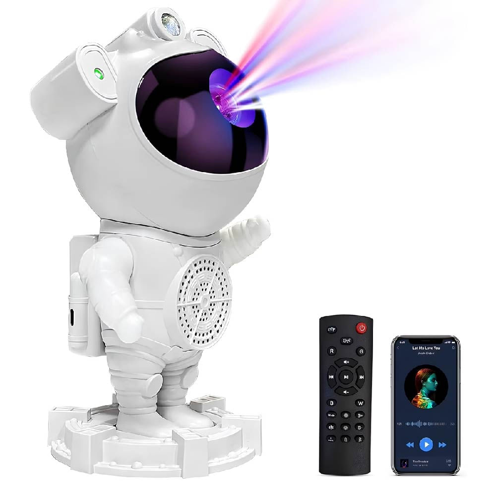 PARLANTE ASTRONAUTA CON PROYECTOR GALAXIA BLUETOOTH Y CONTROL REMOTO