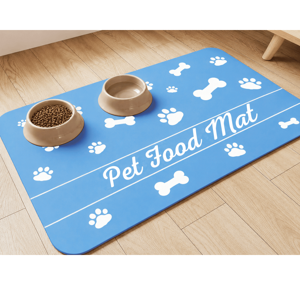 Tapete Antideslizante para Comida de Mascotas - 50 x 80 - Azul