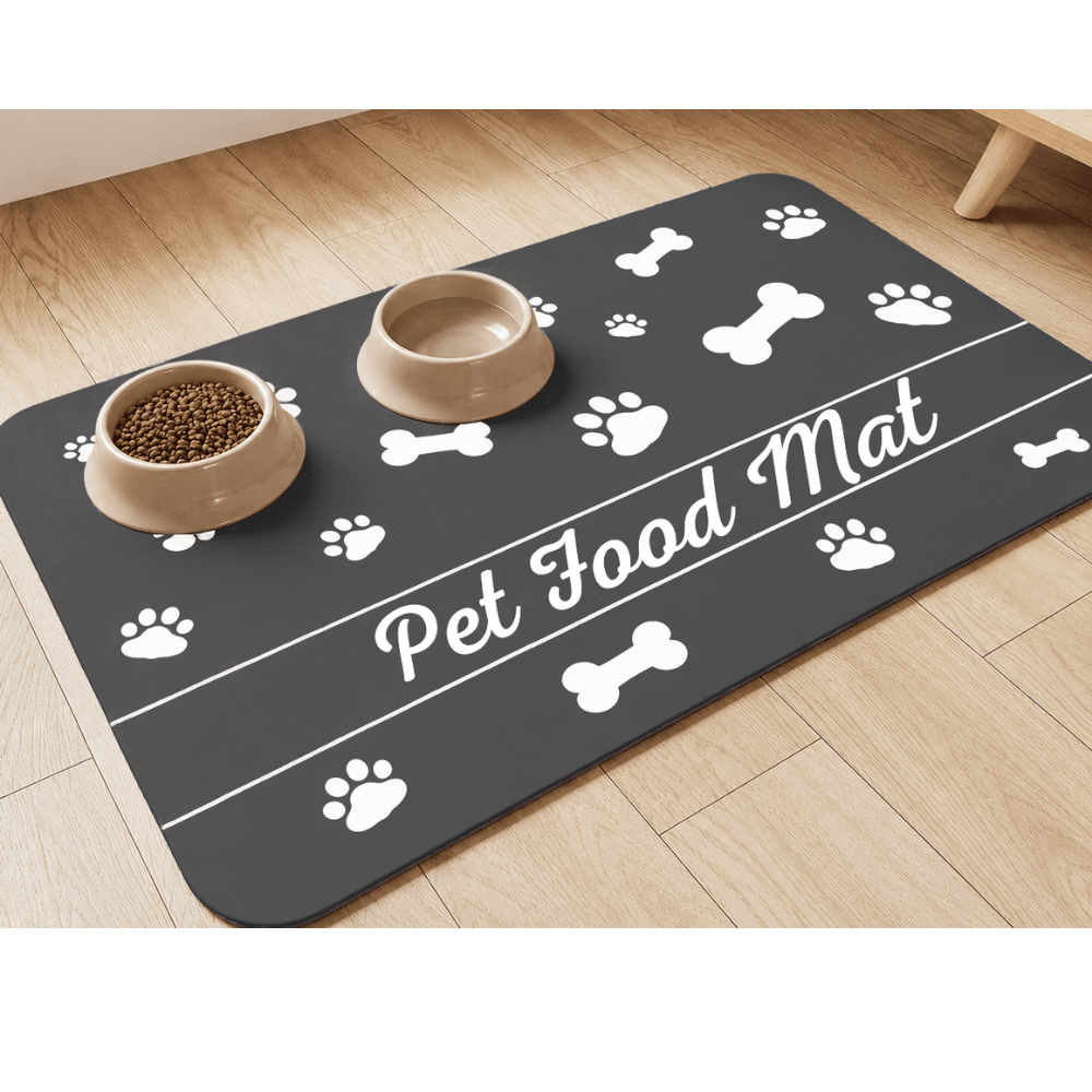 Tapete Antideslizante para Comida de Mascotas - 50 x 80 - Negro
