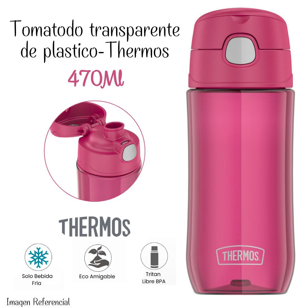 Tomatodo Thermos Transparente de 470 ml - Rosado.