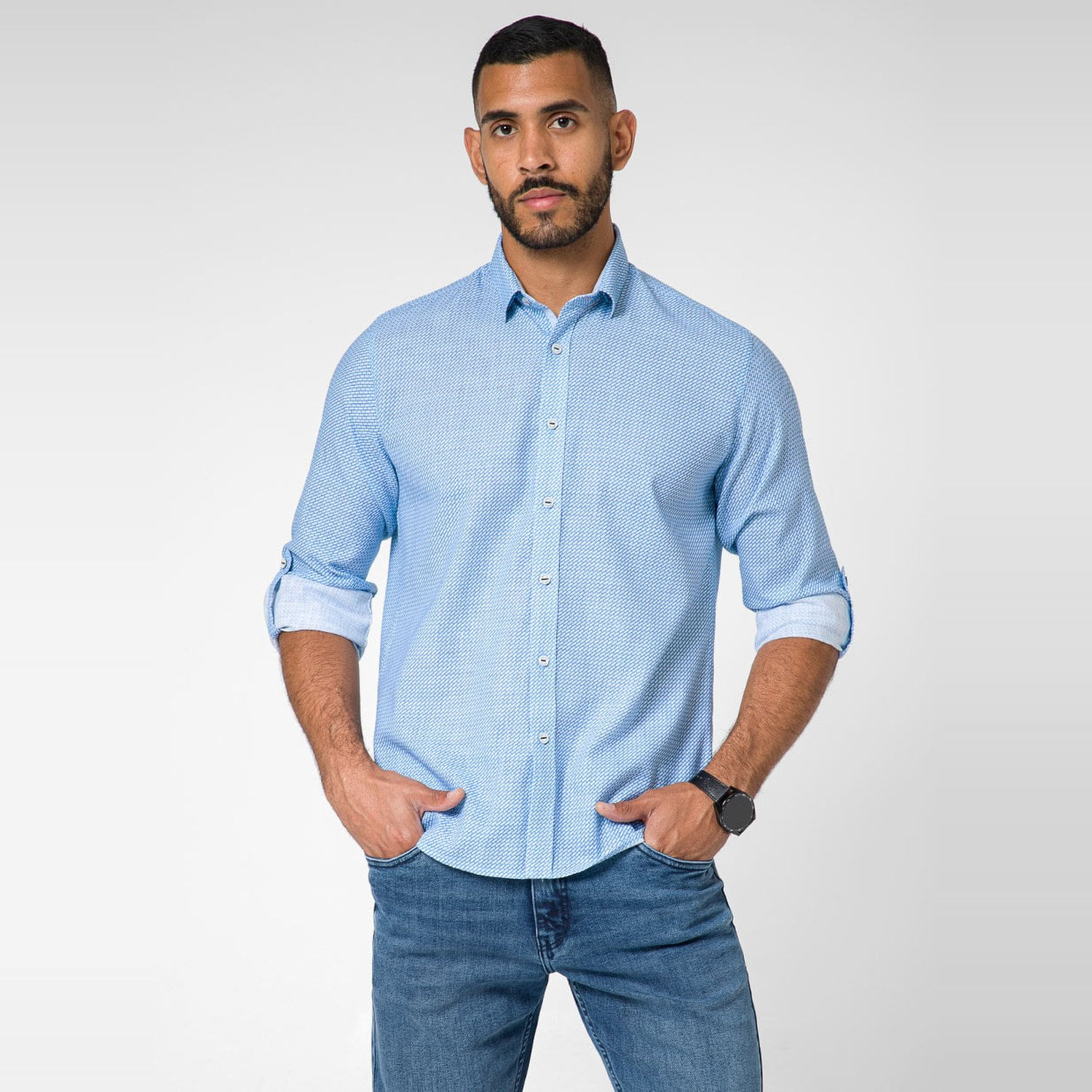Camisa Norton Hombre Yember Celeste Talla M