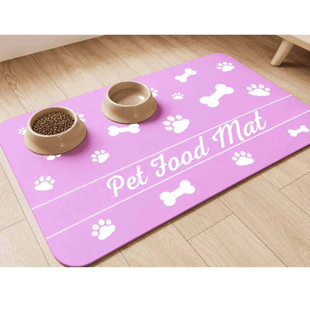 Tapete Antideslizante para Comida de Mascotas 50 x 80 - Rosado