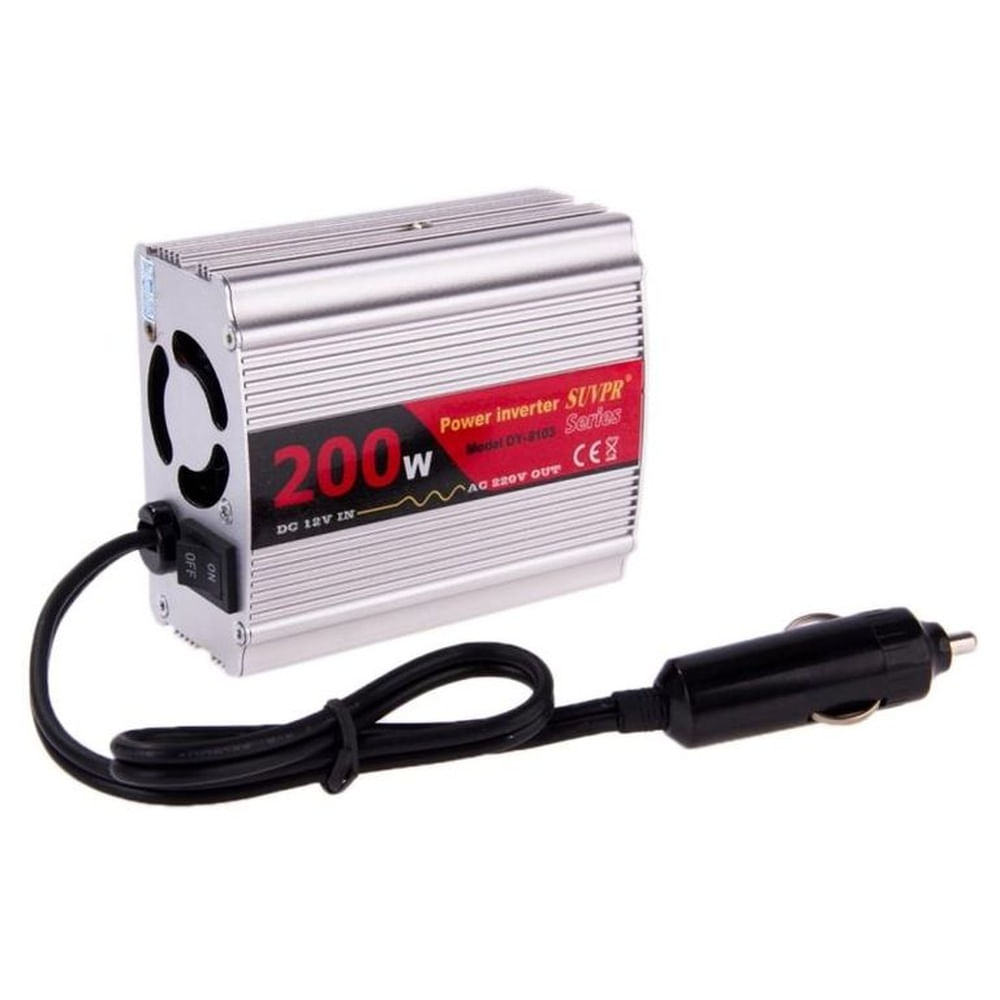 Inversor Portátil 200W 12V A 220V Con Enchufe Universal Para Auto y Camioneta Multicolor