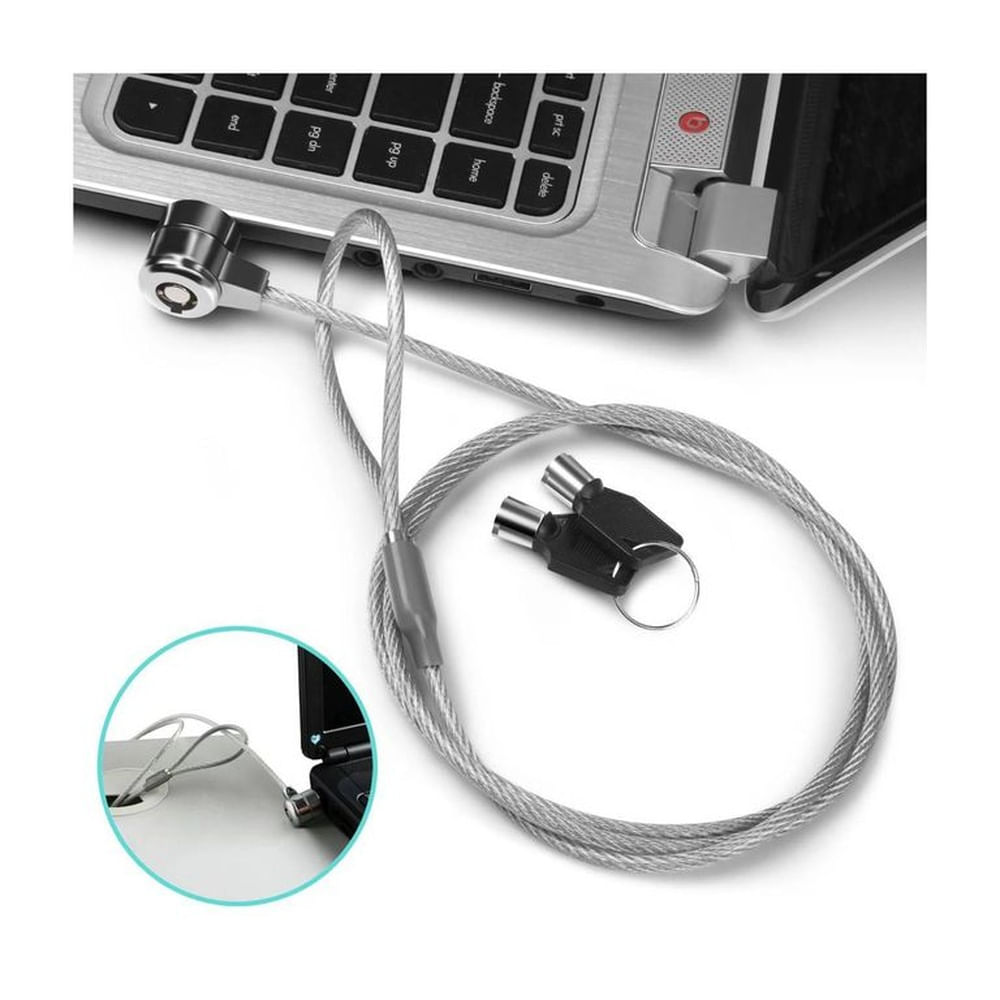 Cadena Cable de Acero con Llave Antirrobo para Laptop de Acero 110cm Multicolor