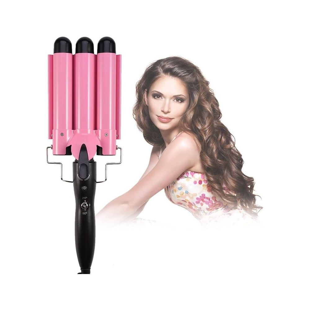 Rizadora de Tres Barriles Rizador de Pelo 3Tubos Rizadoras 3 Barriles 2 ajustes de temperatura 25mm