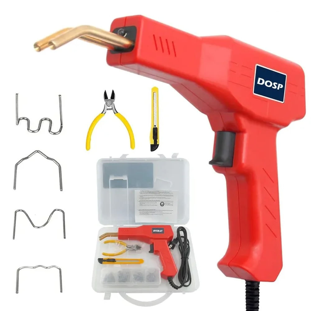 Kit de Soldadura de Plástico Profesional - Pistola Térmica + 200 Grapas de Acero Multicolor