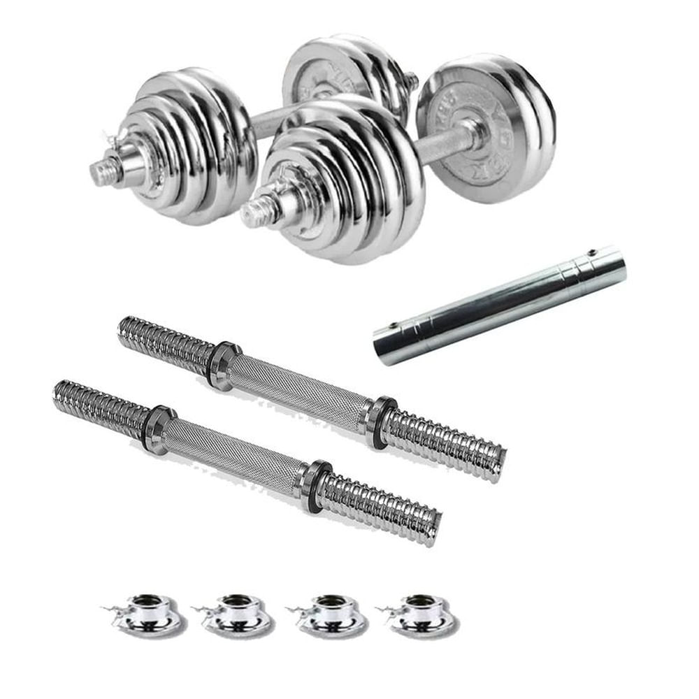 Juego de Mancuernas 30KG Metal Ajustables Pesas Cromadas Maletín Multicolor