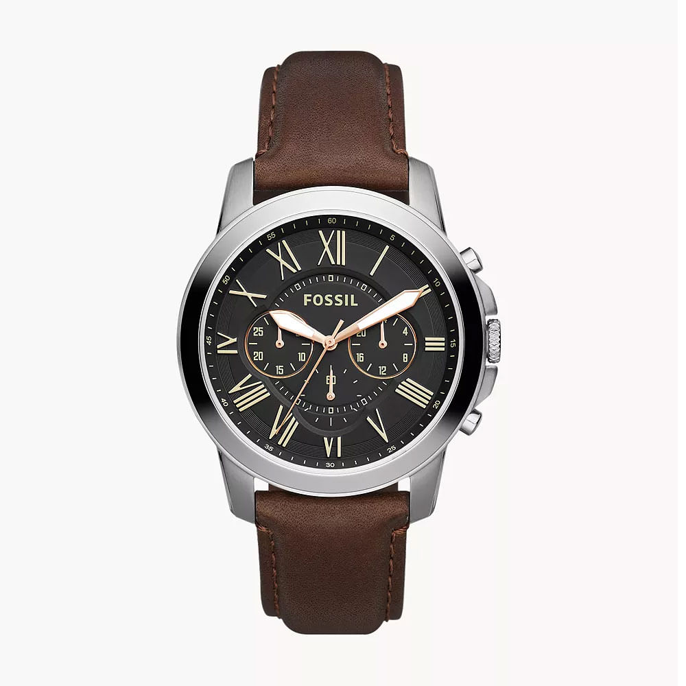 Reloj Hombre Fossil Grant FS4813 44mm Cuero Marrón Cronógrafo