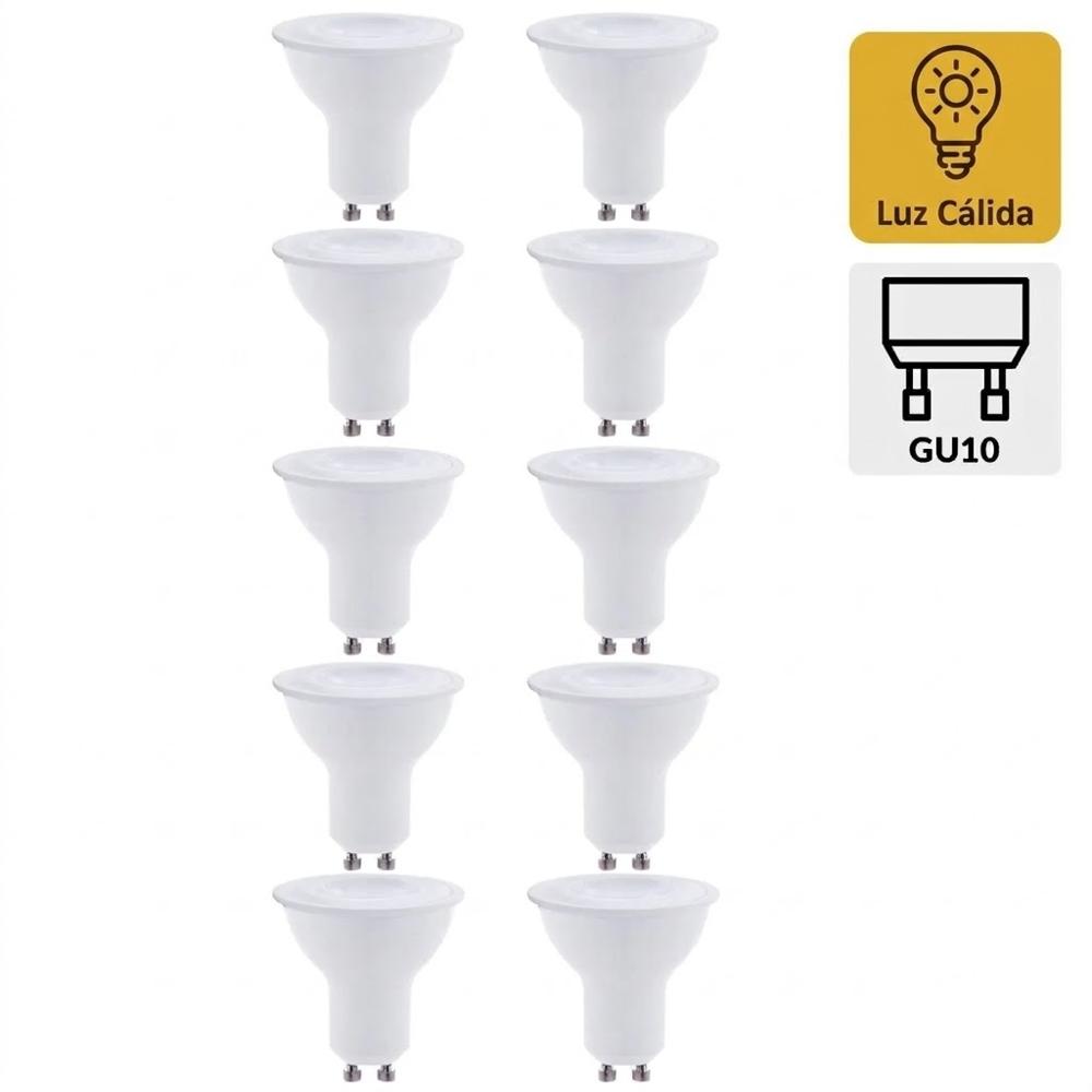 Pack x10 Foco Dicroico LED COB 10W GU10 Luz Cálida  EXTRALED