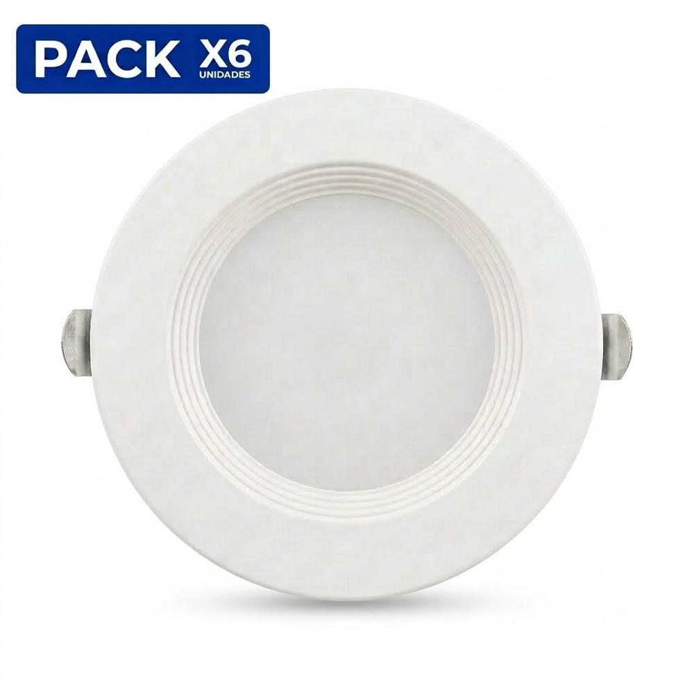 Pack x6 Spot Para Empotrar Caja Octogonal 9W  Color Blanco Luz Blanca
