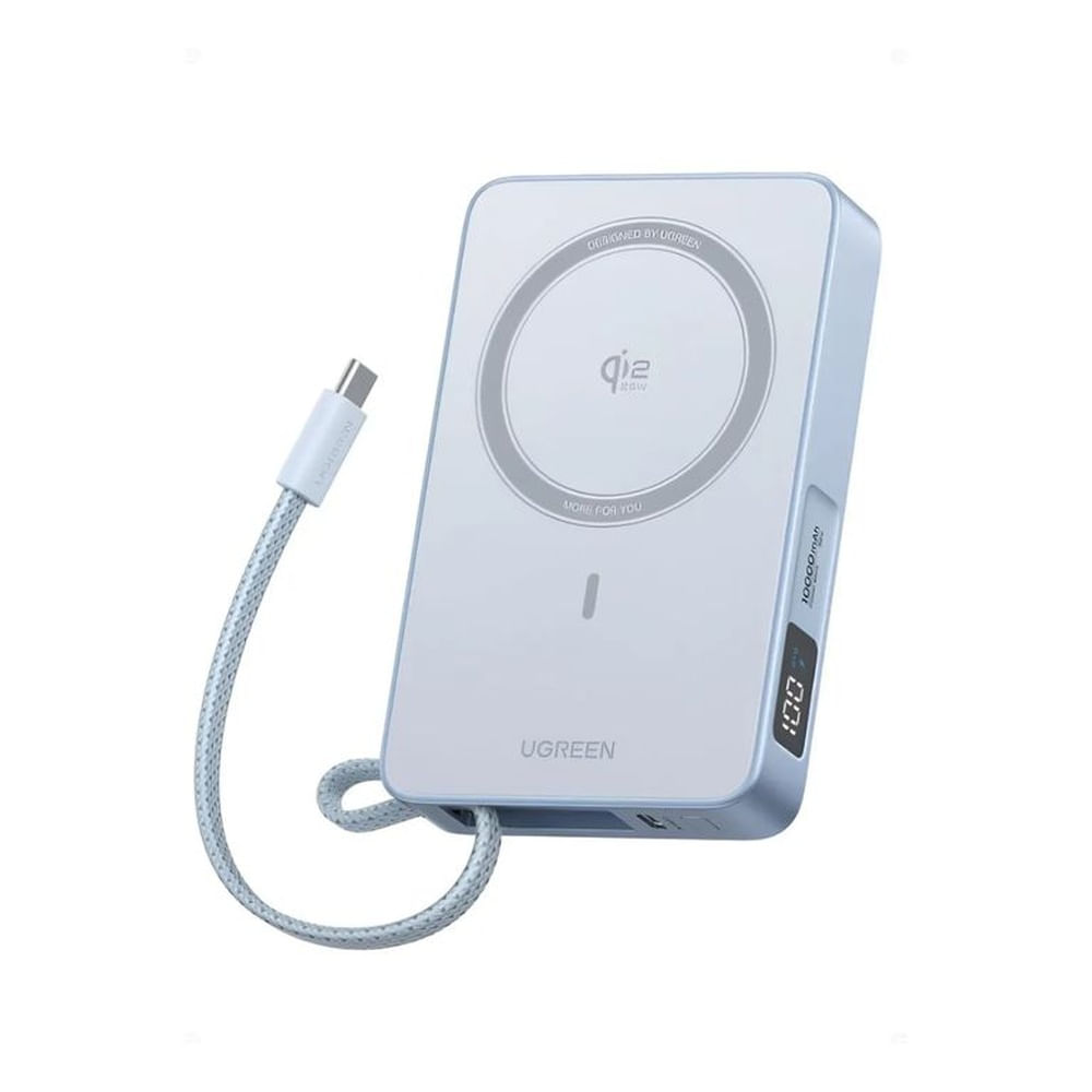 Ugreen Power Bank inalámbrico 10000mah 25w Qi2 15w con cable tipo c integrado