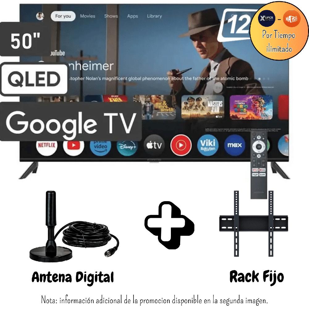 Televisor Blakline 50 Pulgadas QLED UHD 4K Google TV BL50-T6210QD Promoción Antena Rack Fijo