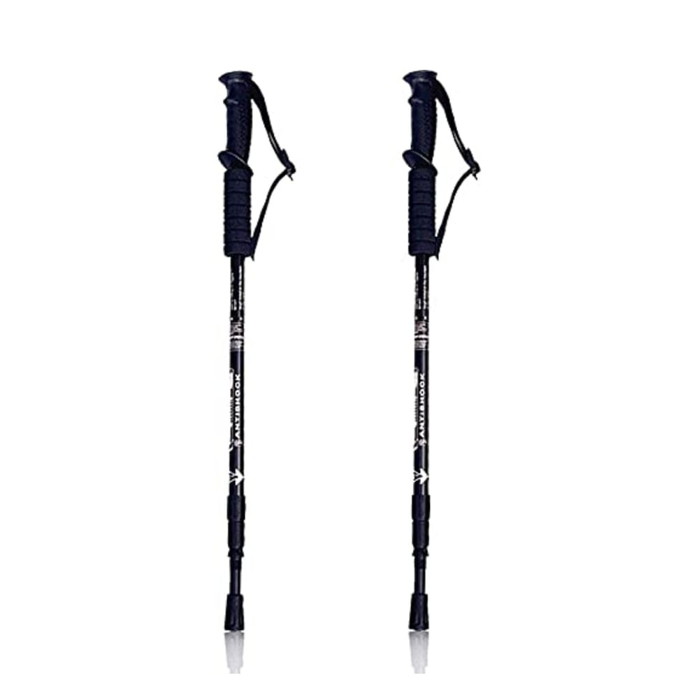 Bastón Trekking Antishock Mango Recto Viaje Montañas C/ Brújula Negro