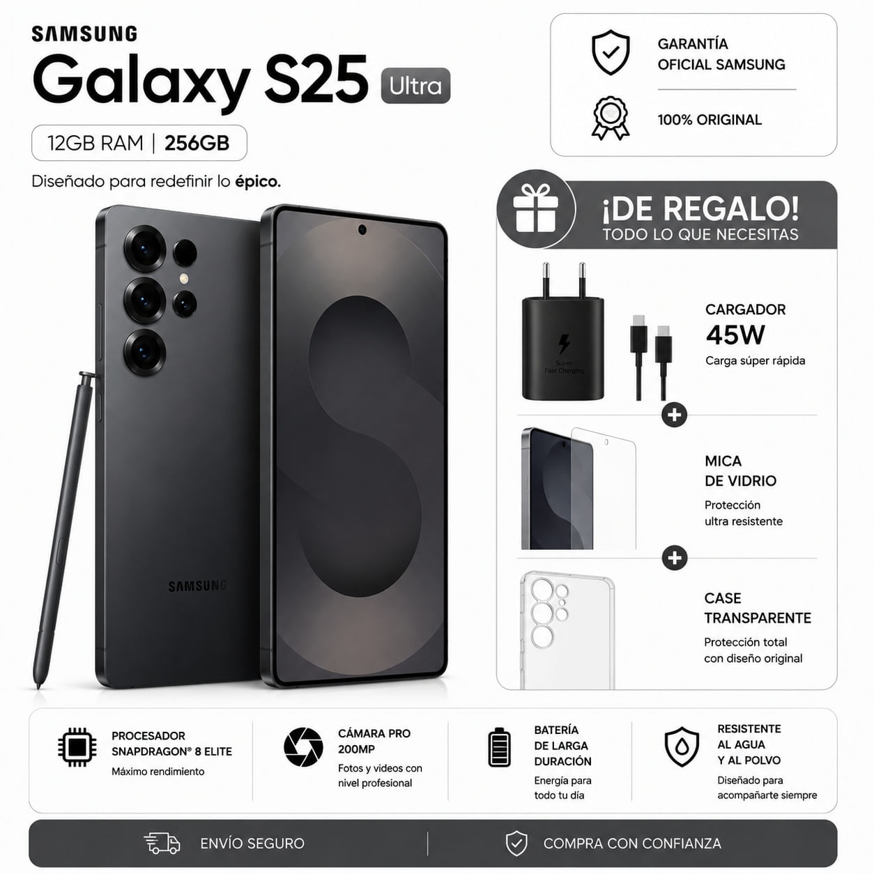 SAMSUNG S25 ULTRA  256GB  NEGRO - PACK PREMIUN