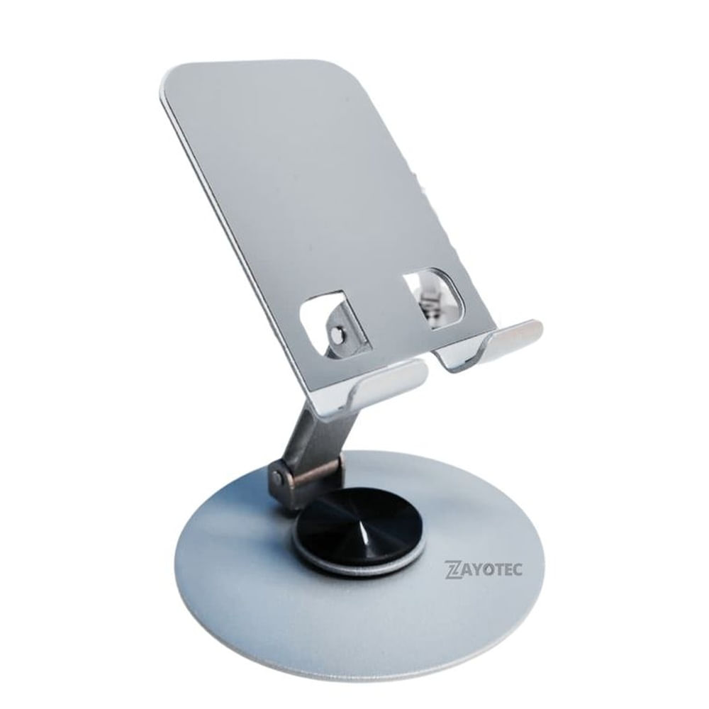 Soporte Metálico para Celular MOVISUN SPT-01 Plateado Antideslizante Rotación 360° Escritorio Plateado