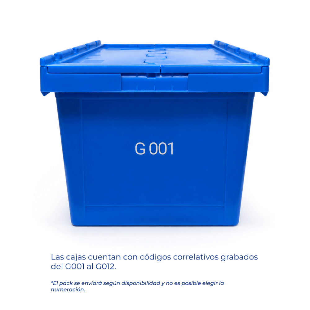 Pack x2 Cajas Logísticas Compact Box 60x40 Azul  Caja de Plástico Apilable