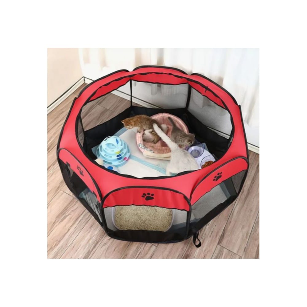 CORRAL PLEGABLE PARA MASCOTAS TALLA M 90x90x60 cm - ROJO