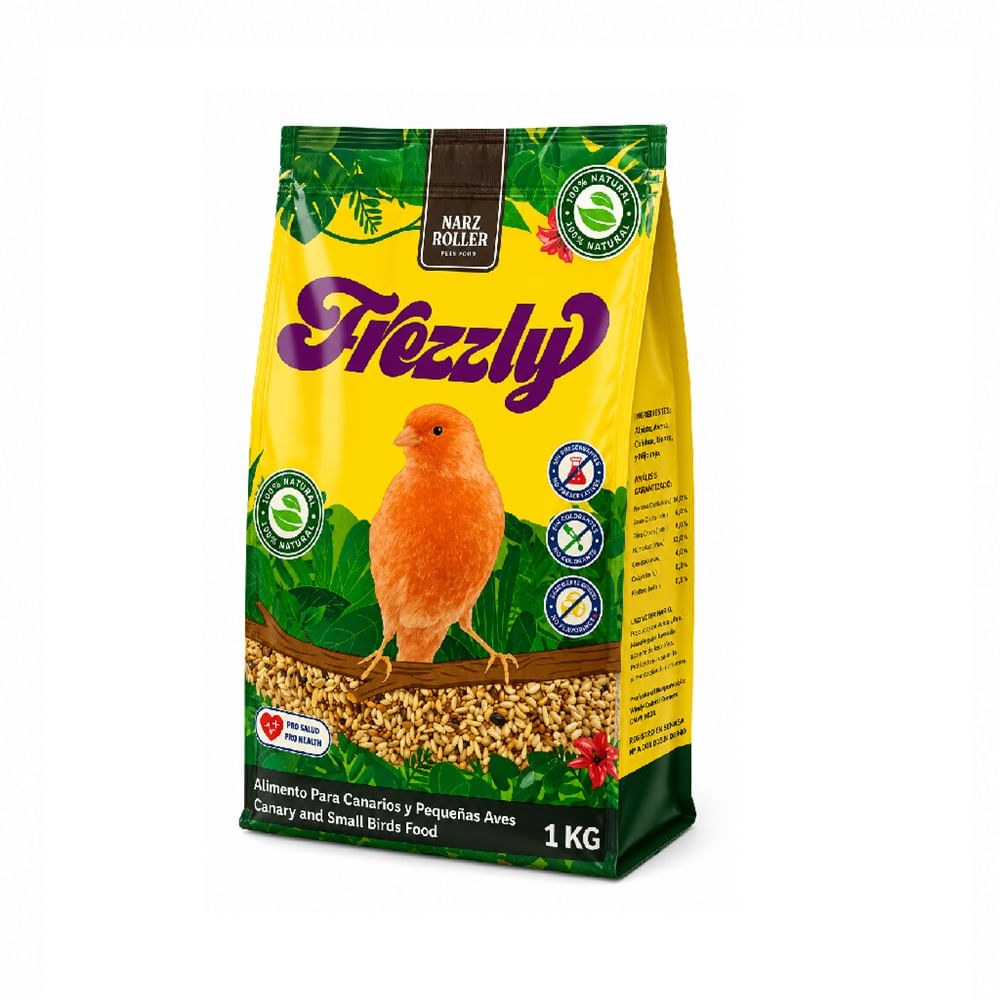 ALIMENTO PREMIUM PARA CANARIOS Y AVES PEQUEÑAS FREZZLY x 1kg