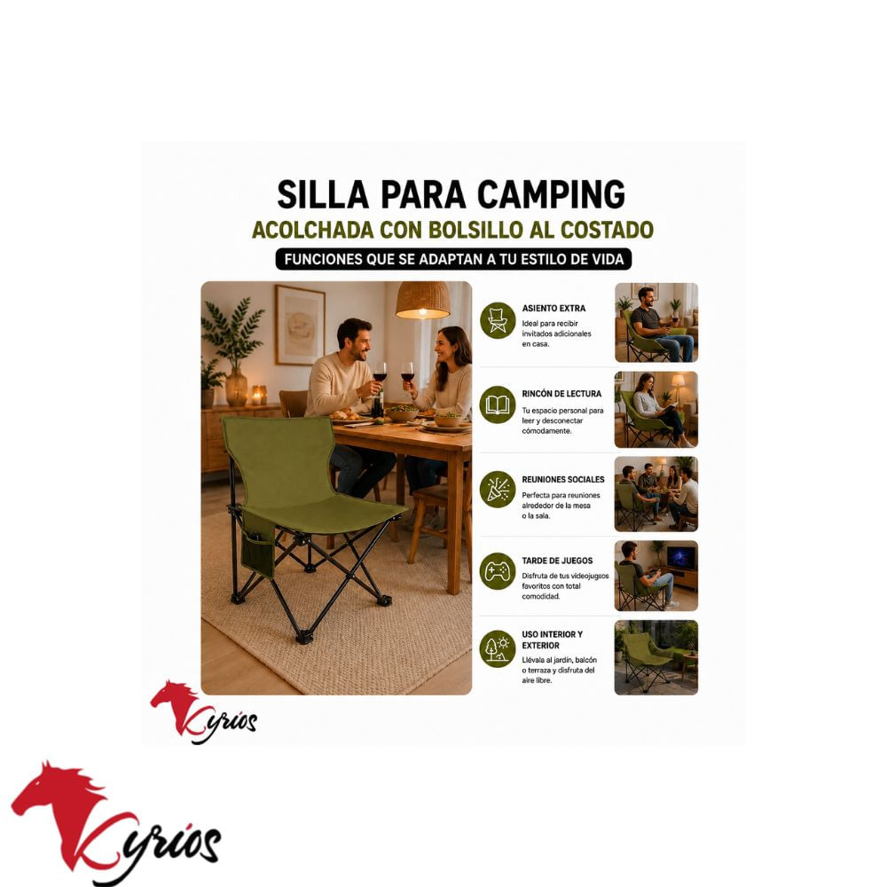 Silla de camping verde olivo