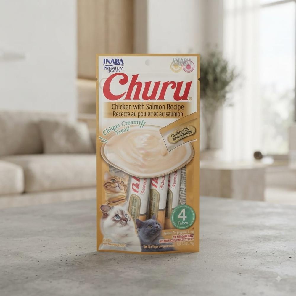 Snacks para Gatos Inaba Churu Pollo con Salmón 4 Tubos