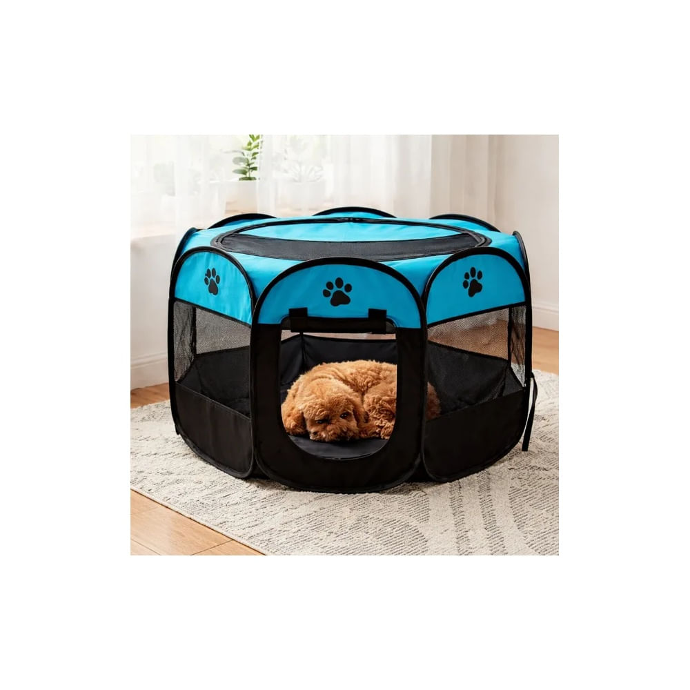 CORRAL PLEGABLE PARA MASCOTAS TALLA M 90x90x60 cm - CELESTE