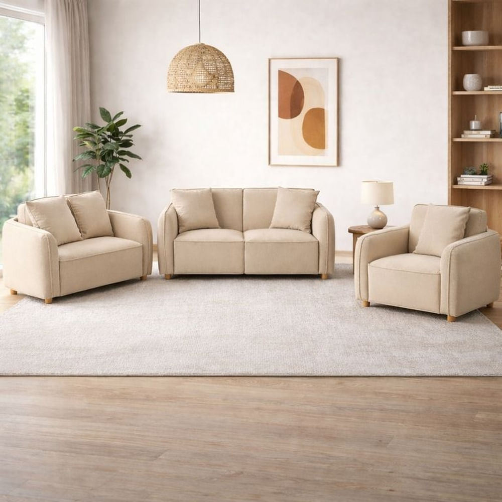JUEGO DE SALA 3-2-1 RAFAEL BEIGE CLARO Beige