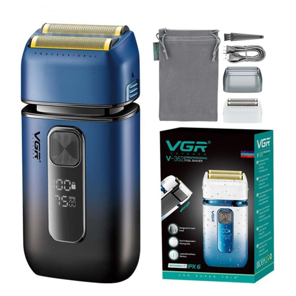Afeitadora Shaver VGR V-362 Led Recargable Azul