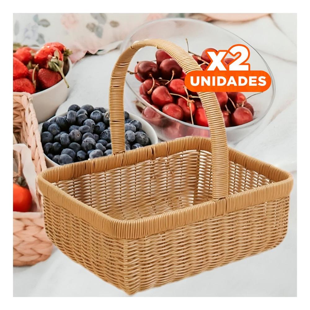 Pack2 Cesta tejida cuadrada con asa para ropa y accesorios de hogar mostaza Y Regalo Sticker