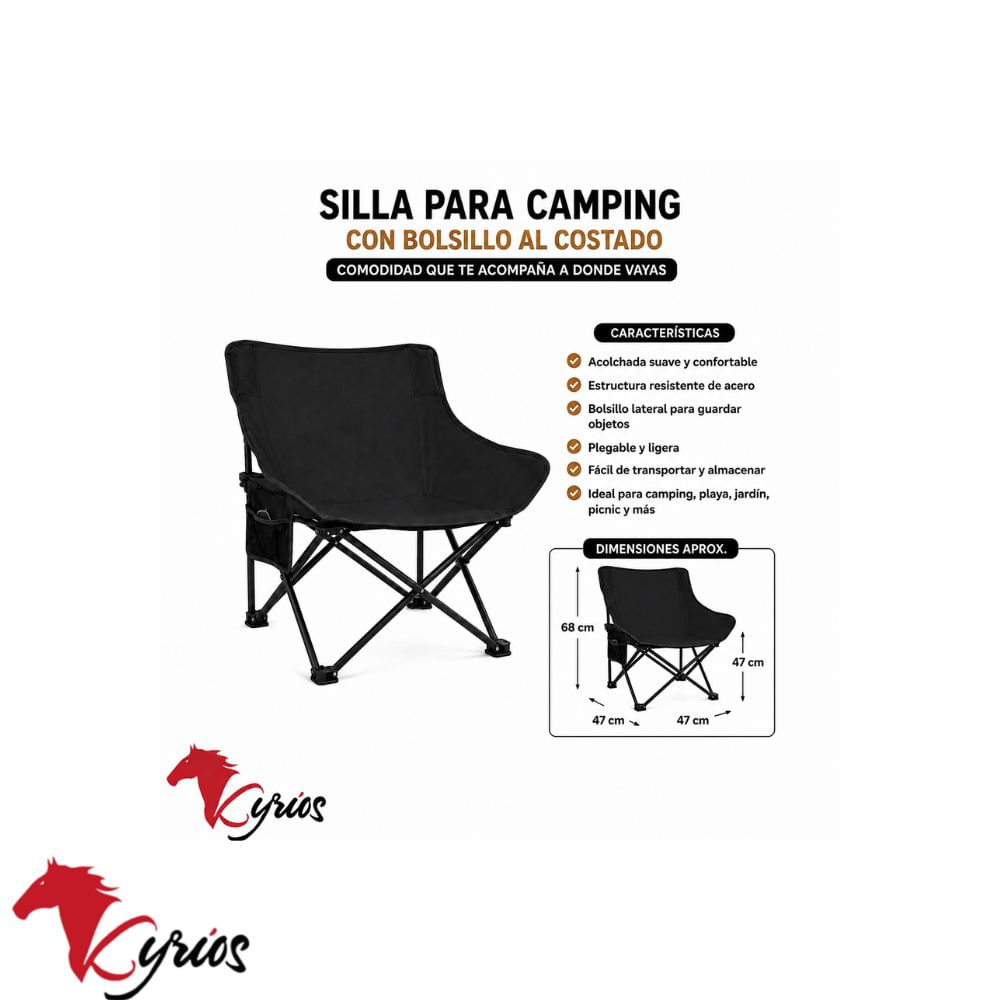 Silla para camping color negro