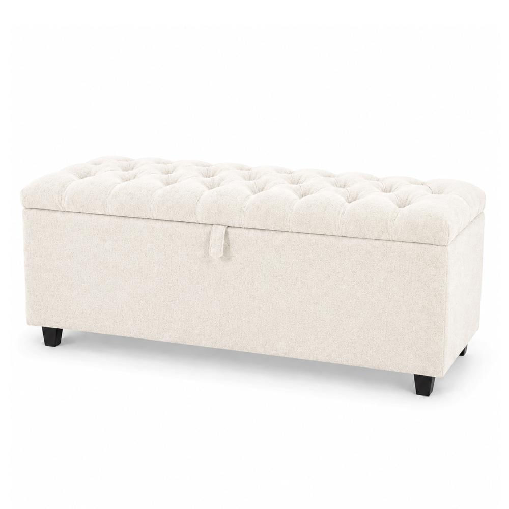 Banqueta Baúl Capitoneada Ada LeMueble 1.25 m Marfil