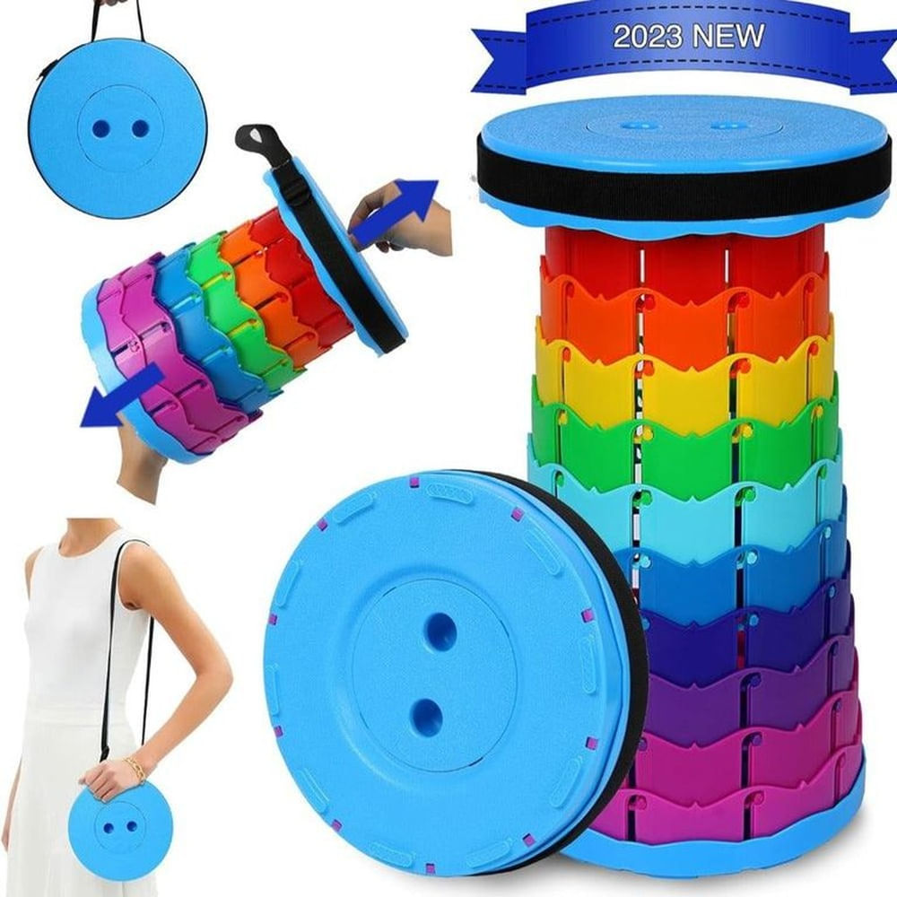 Banquito Plegable Telescópico Portátil para Camping y Pesca - Silla Ajustable Multicolor Multicolor
