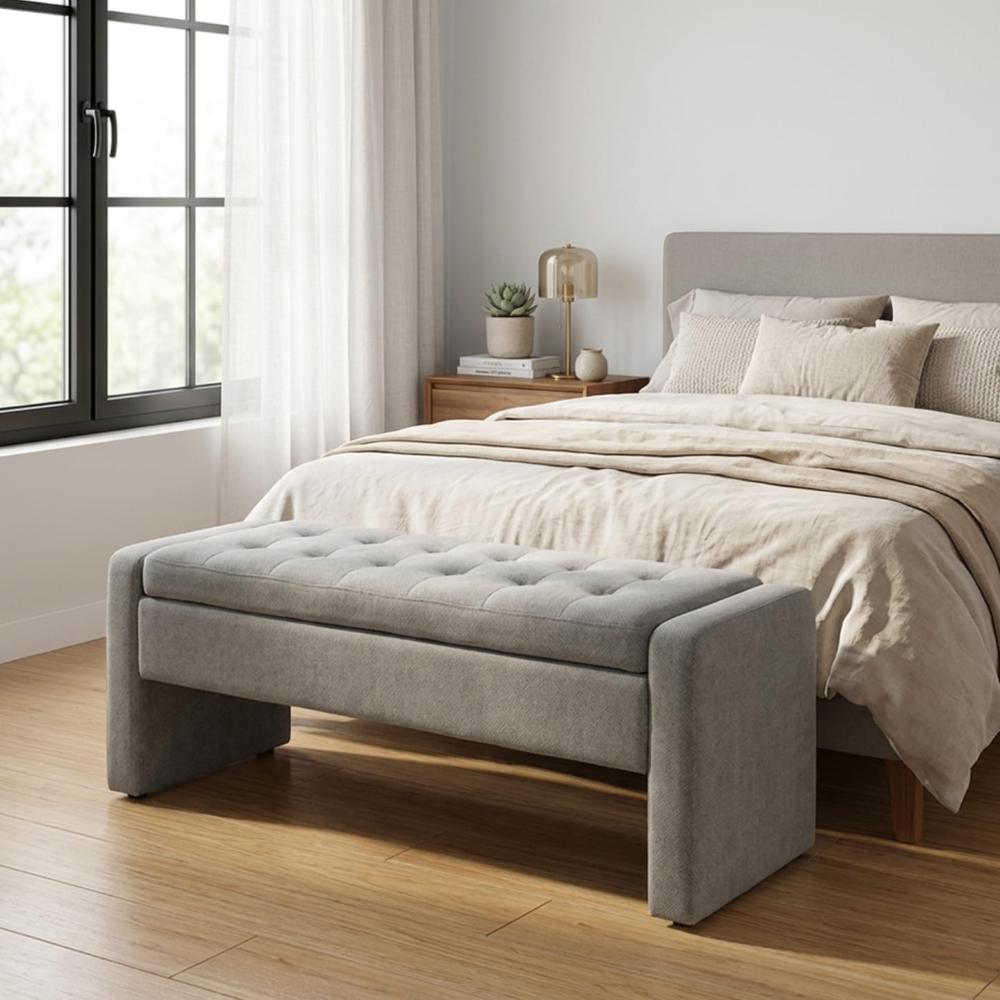 Banqueta King Aurelia Gris Plata Coricha Home