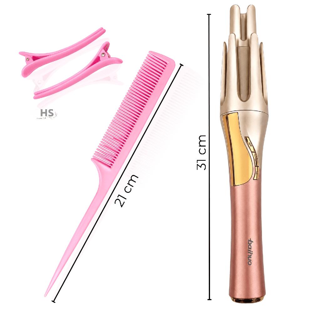 Ondulador De Cabello Dorado Baihuo MY 7577 Inalambrico Barril Triple 32 mm Con Calentamiento Rapido