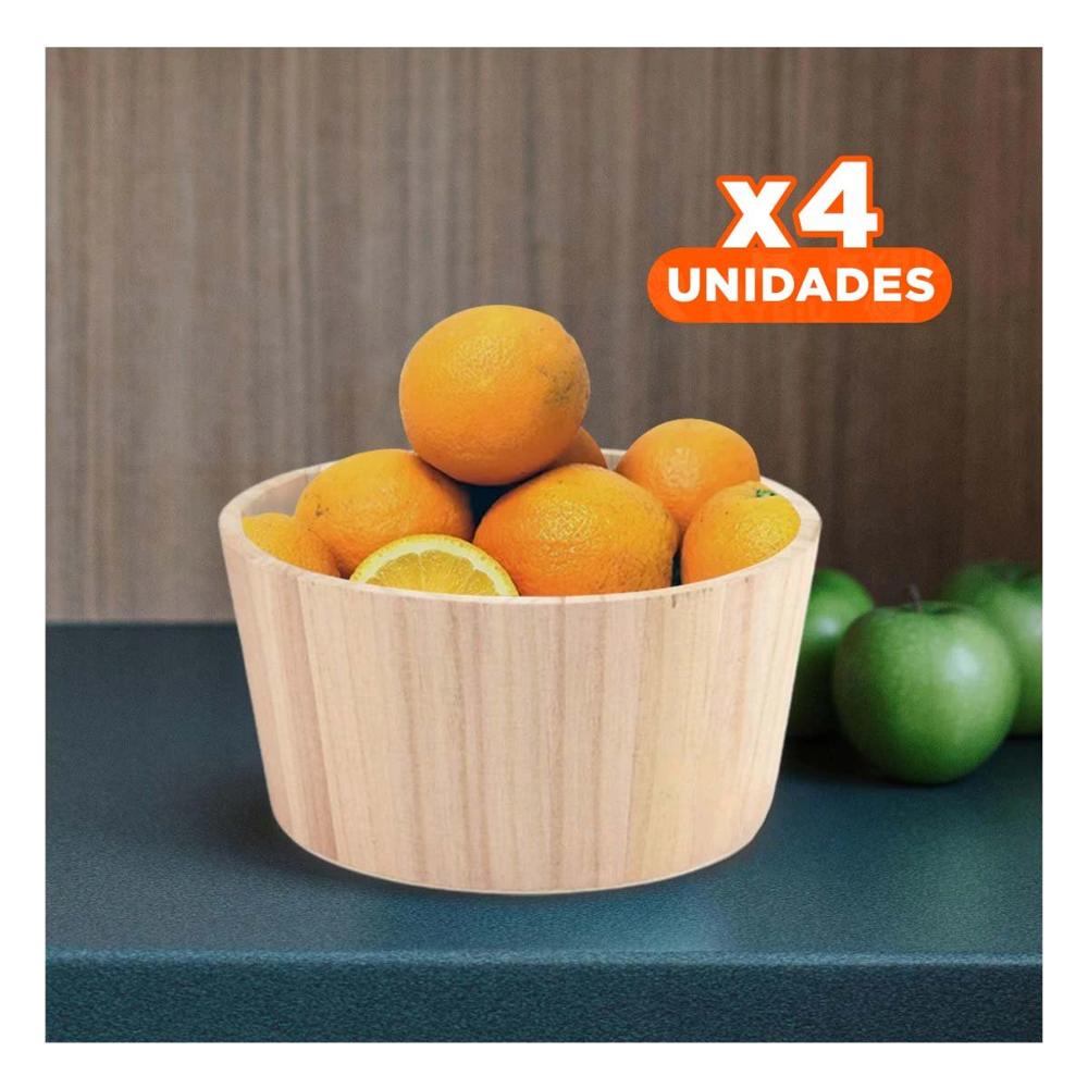 Pack4 Tiesto de Madera Circular 20x10cm de Formato Redondo para sus Cactus