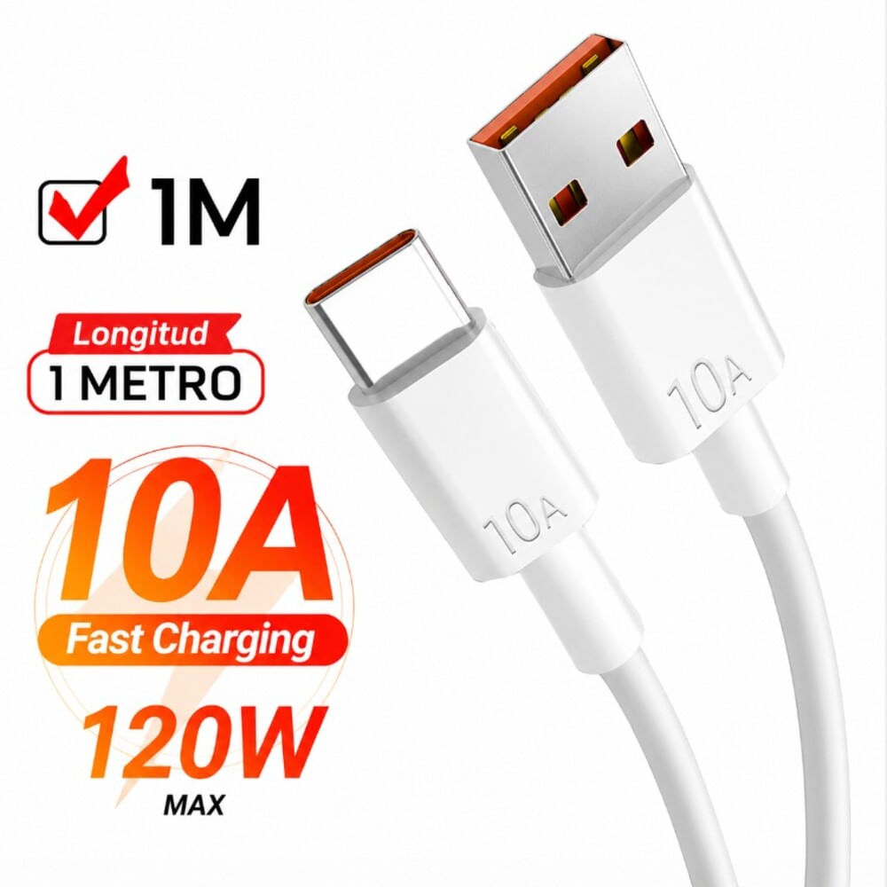 Cable USB-A a USB-C de 10A 120W 1M Carga Super Rapida