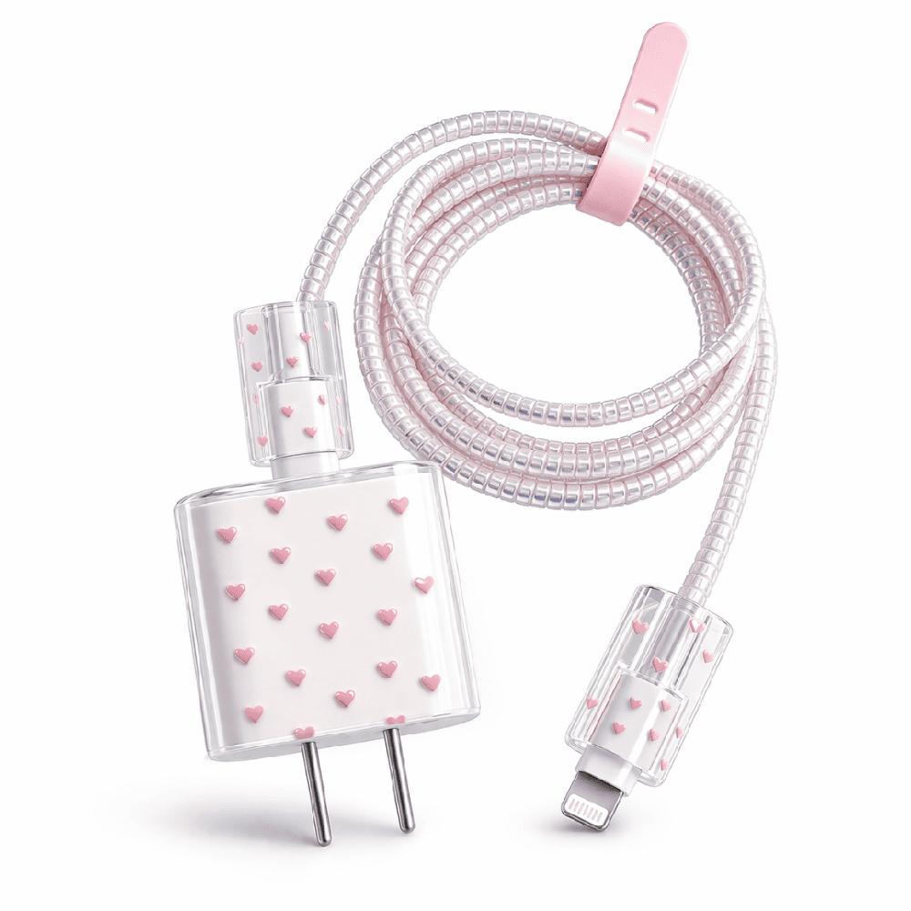 CASE PROTECTOR CORAZONES ROSE PARA CARGADOR IPHONE