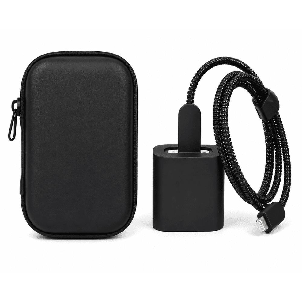 CASE PROTECTOR NEGRO PARA CARGADOR IPHONE Y FUNDA