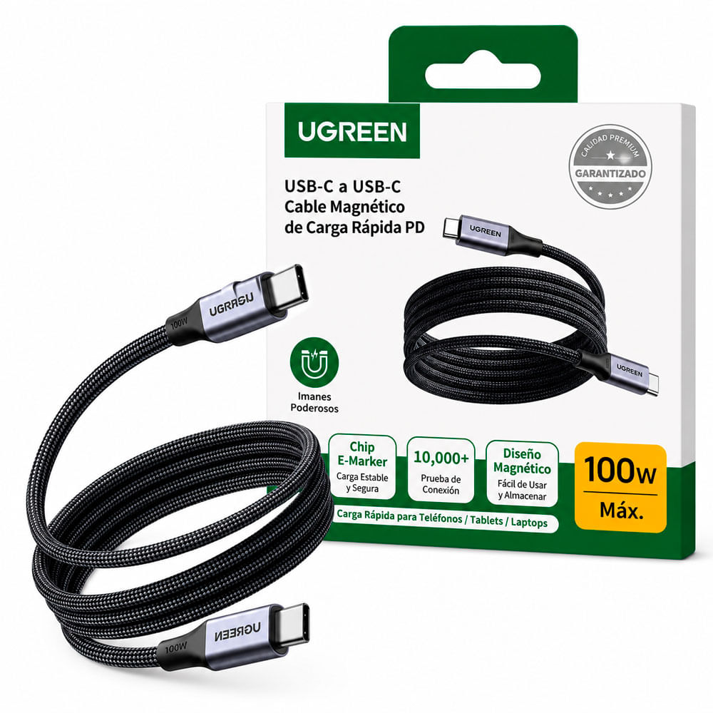 UGREEN L520 Cable Magnético USB-C a USB-C 100W PD 1m