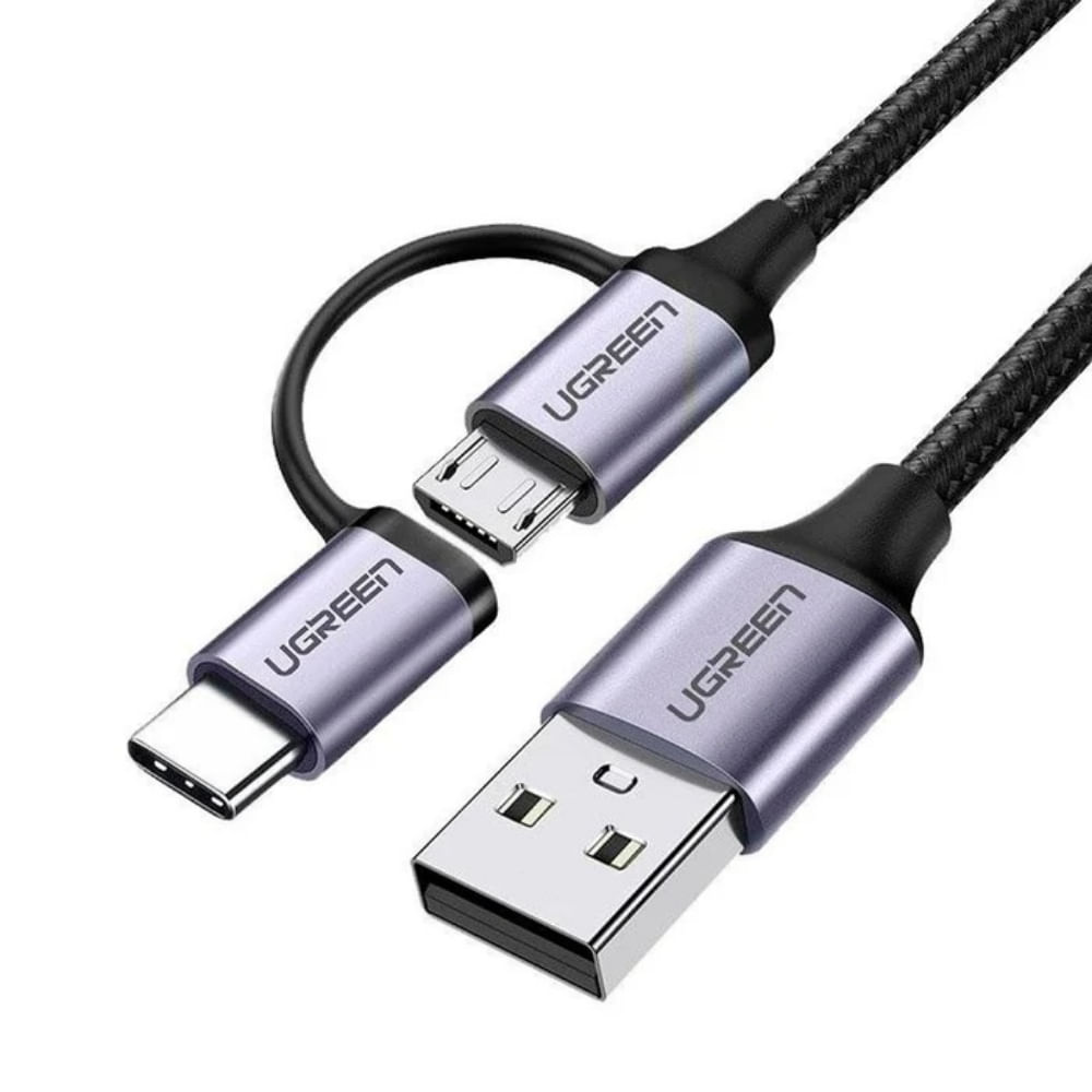 Cable USB-A a Micro USB y USB C de 1m