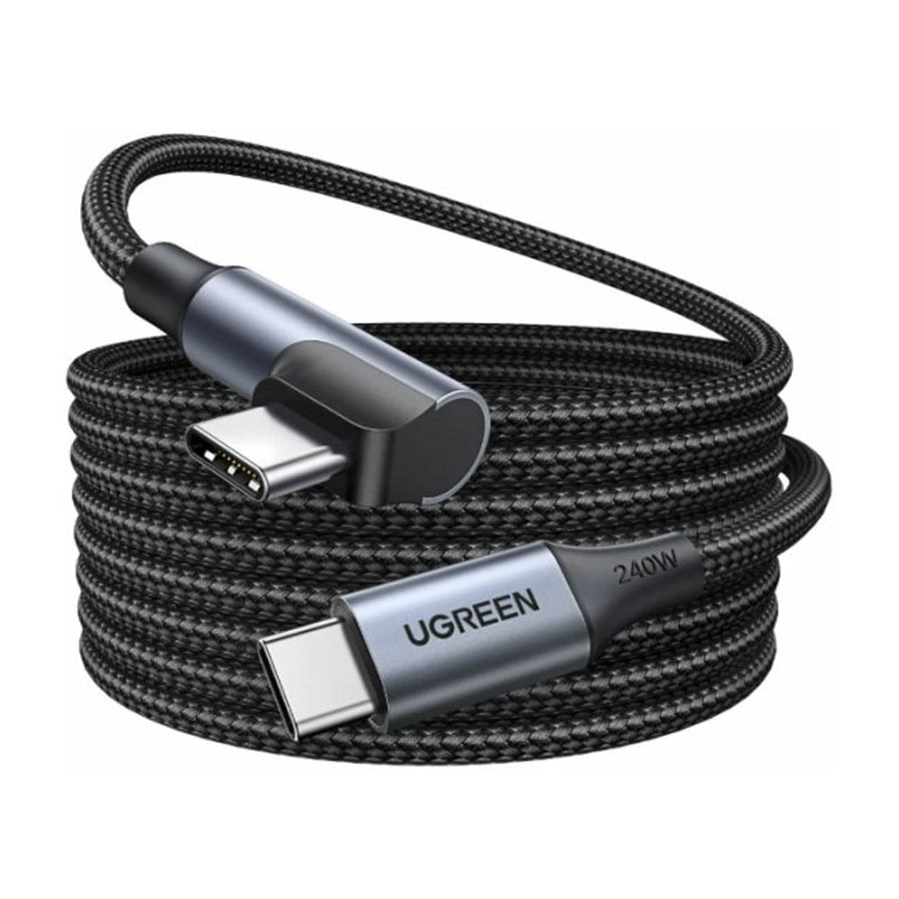 Cable USB-C a USB-C Ugreen Tipo L 90 grados Carga Rápida 240W PD 3.1 Trenzado 1M 85225