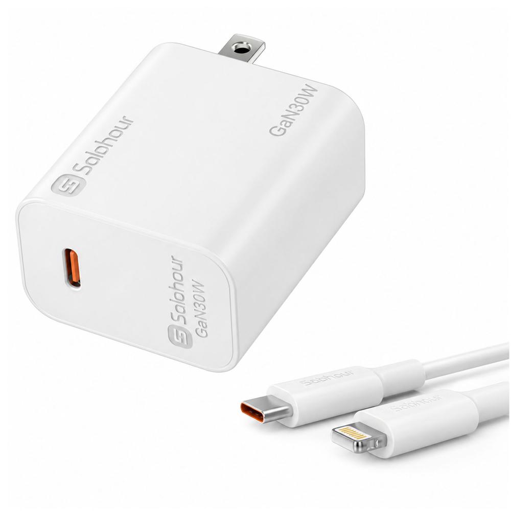 Kit Cargador Rápido SoloHour A301L 30W GaN + Cable USB-C a Lightning