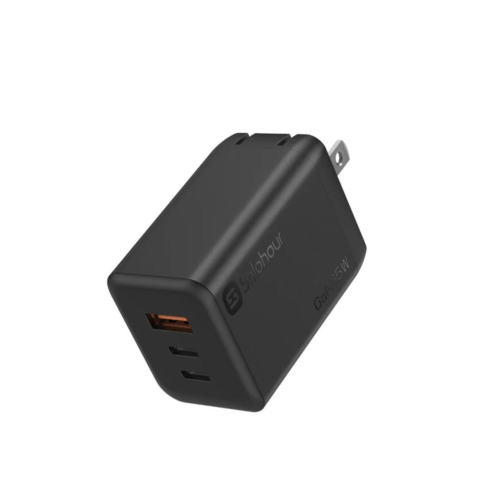 Cargador Rápido Solohour GaN 65W 3 en 1 con Cable USB-C a USB-C Negro