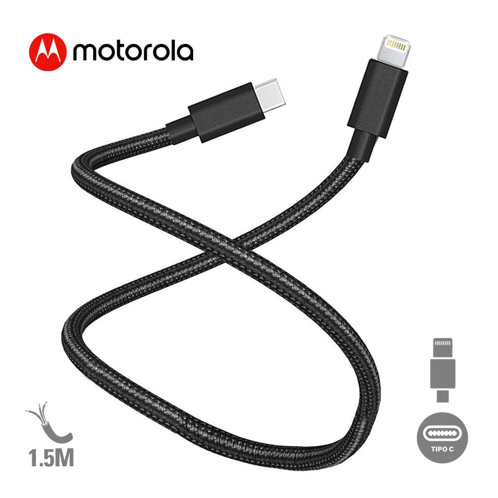 Cable Motorola USB-C a Lightning 1.5m SJCX0CLB15 Premium Trenzado Negro