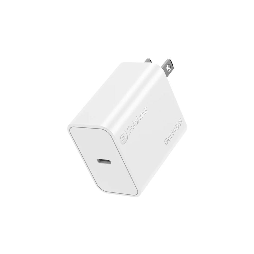 Cargador Rápido Solohour GaN 45W con Cable USB-C a USB-C Blanco