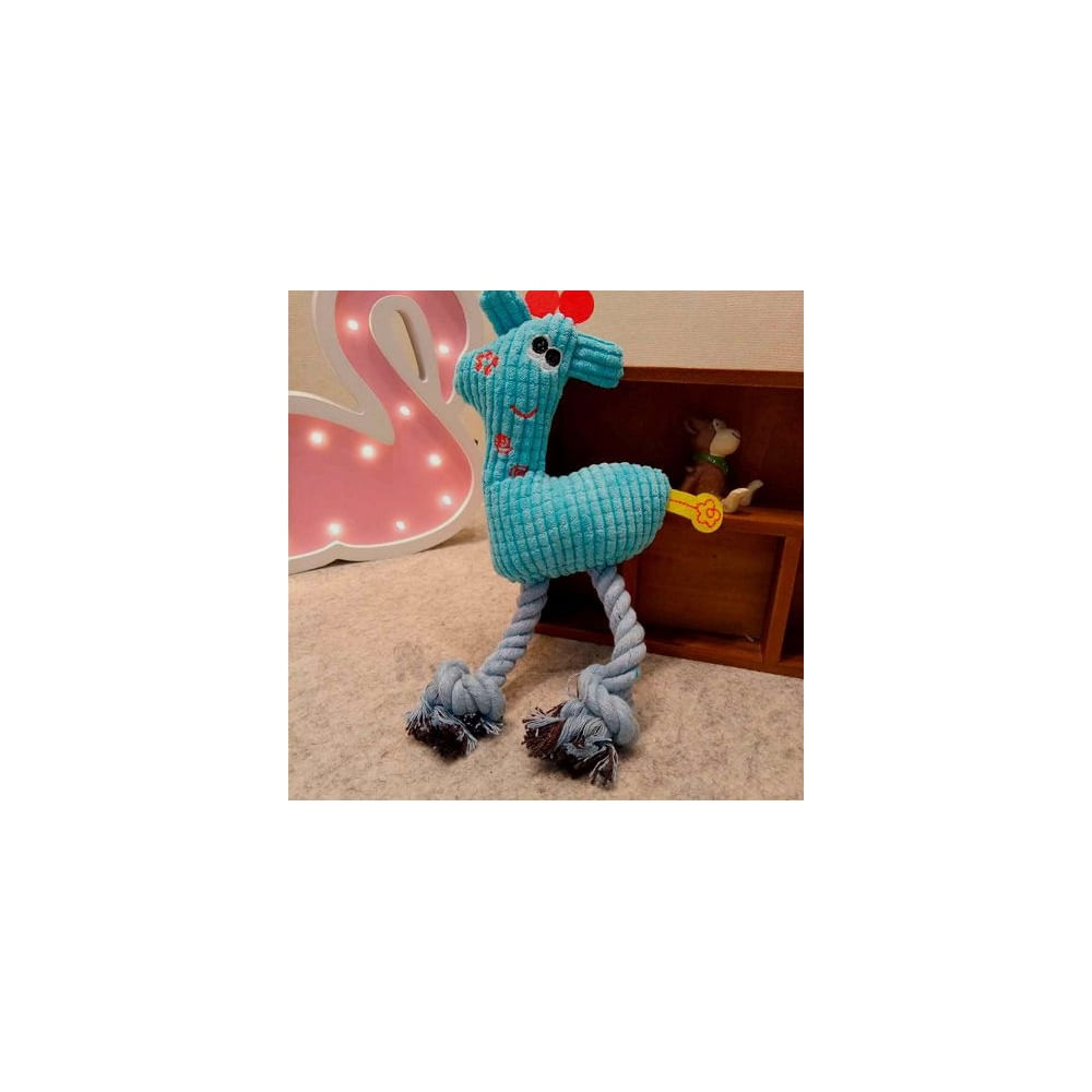 Juguete de Felpa para Perros Muñeco Divertido con Patas de Cuerda - CELESTE