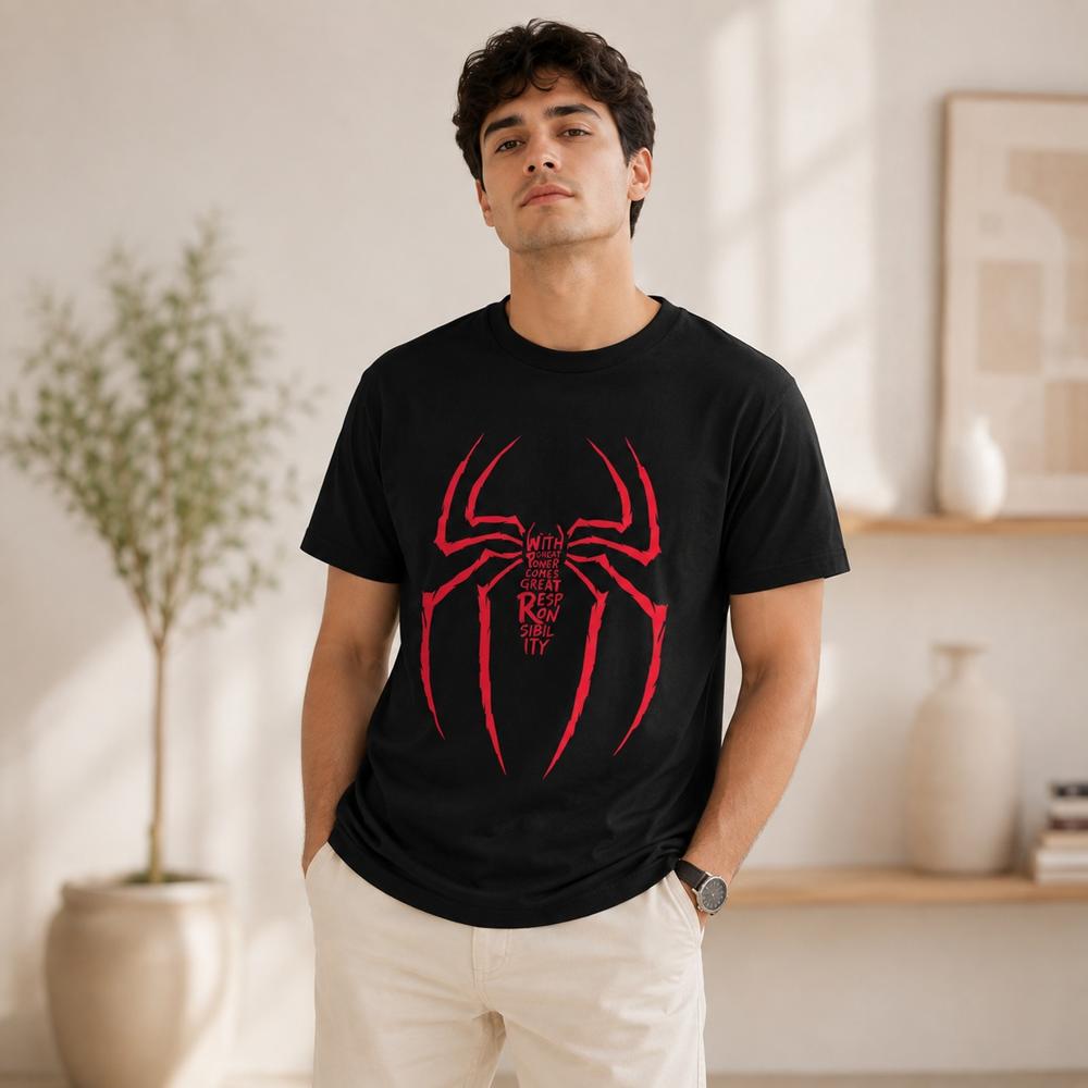 Polo con Diseño Araña Especial Color Negro Talla M