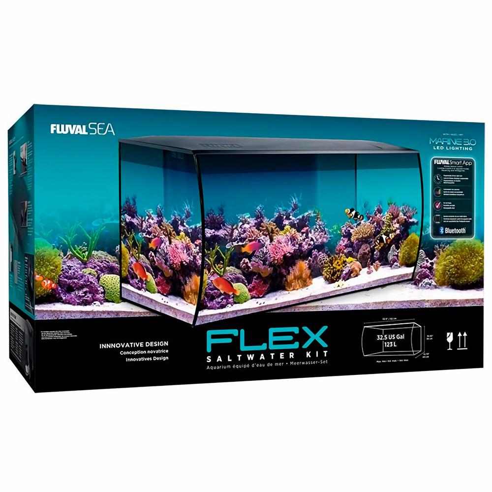 Acuario Fluval Flex Marino Kit de 123 Litros, frontal concavo Hagen