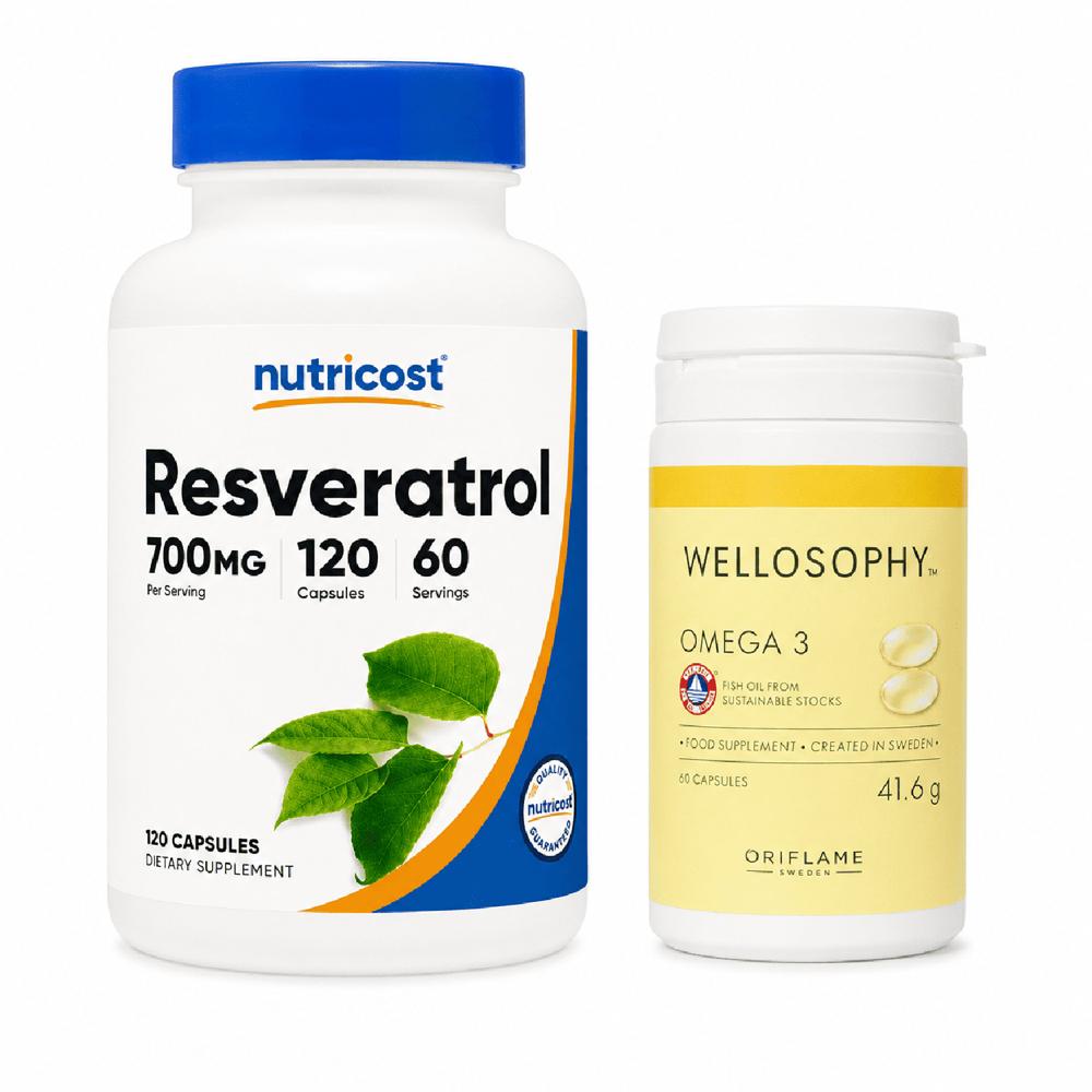 Pack Resveratrol  700 mg y Omega 3 Wellosophy 60 Cápsulas